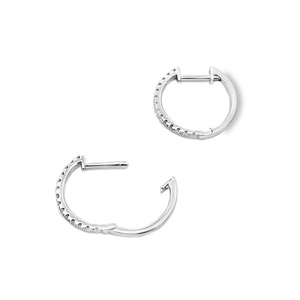 Natural .25ct Diamond Hoop Earrings 14KT White Gold