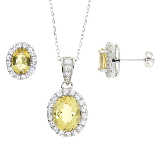 Citrine Created Sapphire Jewelry sets Sterling Silver