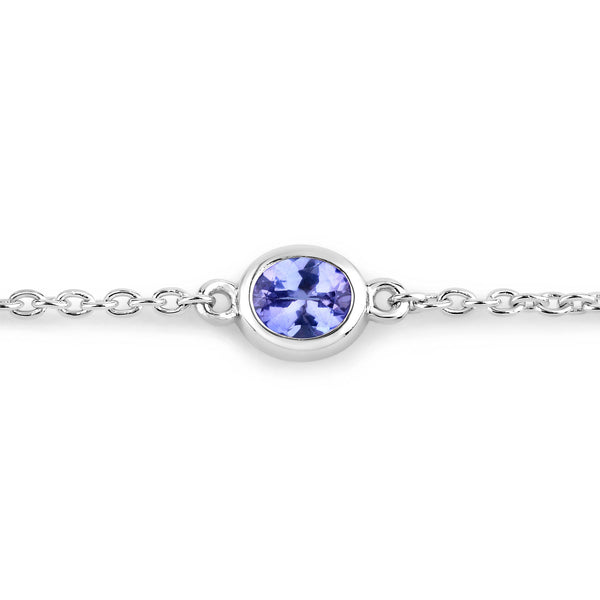 1.65 Carat Genuine Tanzanite .925 Sterling Silver Bracelet