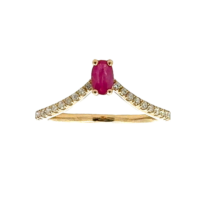 Natural .43ct Ruby Diamond Ring 14KT Yellow Gold