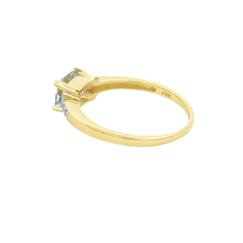 Natural .84ct Aquamarine Diamond Ring 10KT Yellow Gold