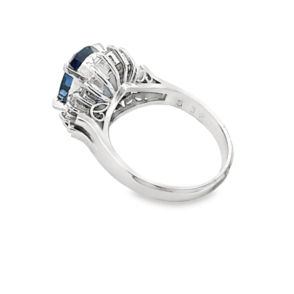 Natural 3.77ct Sapphire Diamond Ring .900 Platinum