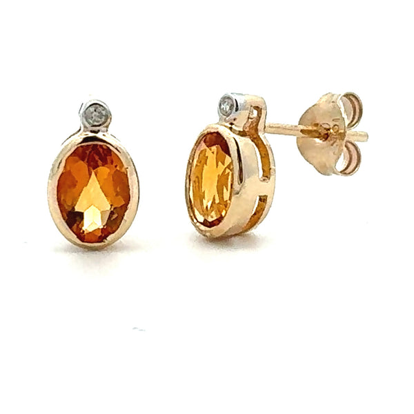 .79ct Citrine Diamond Stud Earrings 10KT Yellow Gold