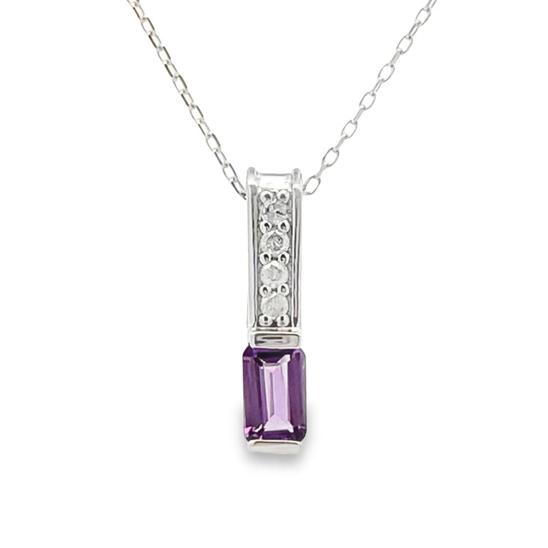 .06ct Amethyst Diamond Fashion Pendants 10KT White Gold