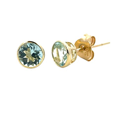 Natural .78ct Aquamarine Stud Earrings 10KT Yellow Gold