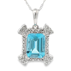 Blue Topaz Diamond Fashion Pendants 10KT White Gold