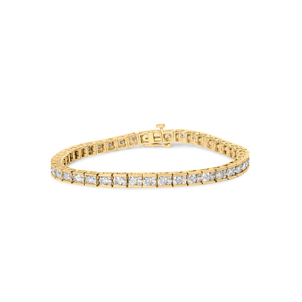 10K Yellow Gold 4.00 Cttw Channel Set Round Diamond Tennis 7" Bracelet (J-K Color, I1-I2 Clarity)