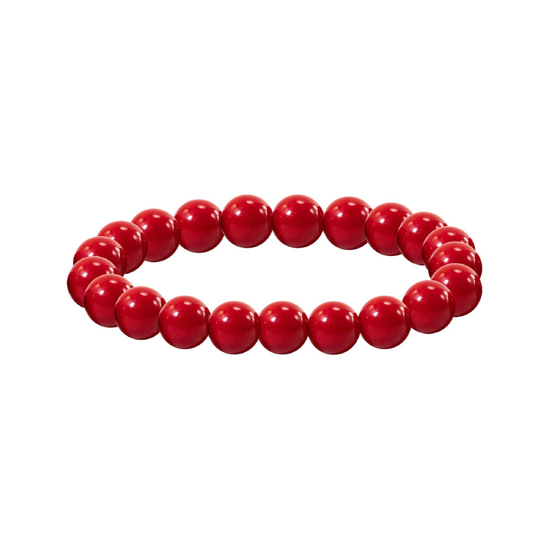 8MM Red Coral Bead Stretch Bracelet