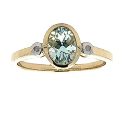 Genuine .44ct Aquamarine Diamond Ring 10KT Yellow Gold