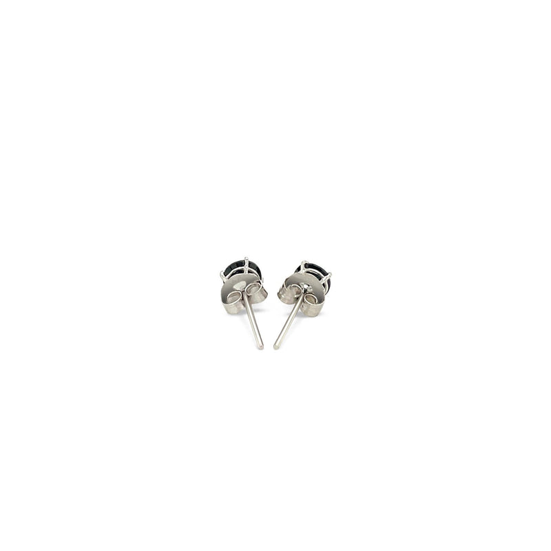 14k White Gold Stud Earrings with Black 4mm Cubic Zirconia