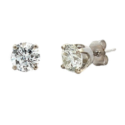 Natural 1.50ct Diamond Stud Earrings 14KT White Gold