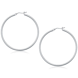 10k White Gold Polished Hoop Earrings (50 mm)