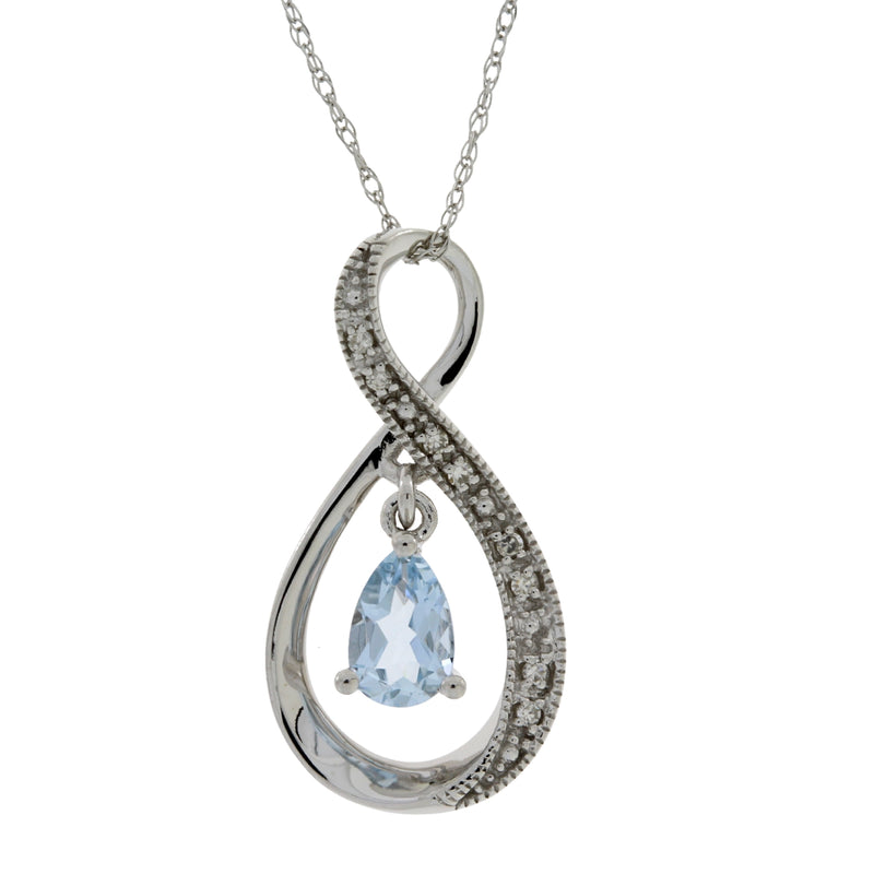 Aquamarine Diamond Fashion Pendants 14KT White Gold