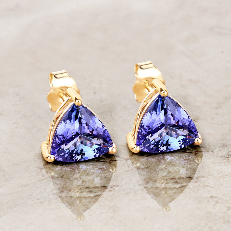 3.48 Carat Genuine Tanzanite 14K Yellow Gold Earrings