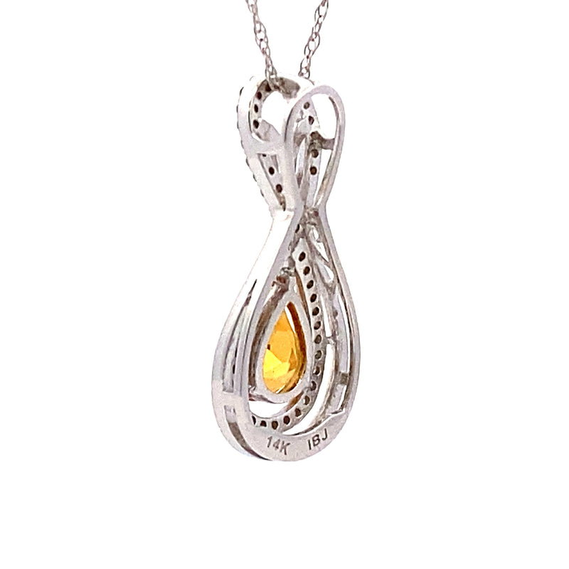 .77ct Citrine Diamond Fashion Pendants 14KT White Gold