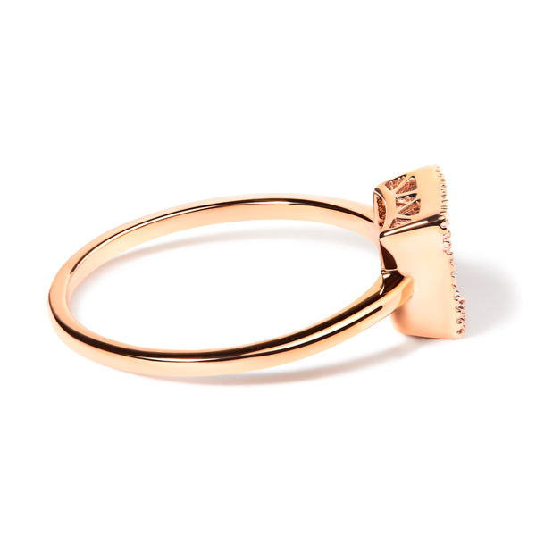 10K Rose Gold 1/3 Cttw Invisible Set Princess Cut Diamond Composite Square Shape Ring (H-I color, I1-I2 clarity) - Size 5