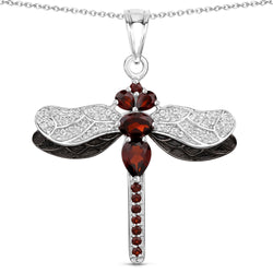 2.29 Carat Genuine Garnet and White Topaz .925 Sterling Silver Pendant