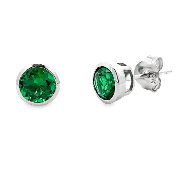 1.10ct Created Emerald Stud Earrings 10KT White Gold