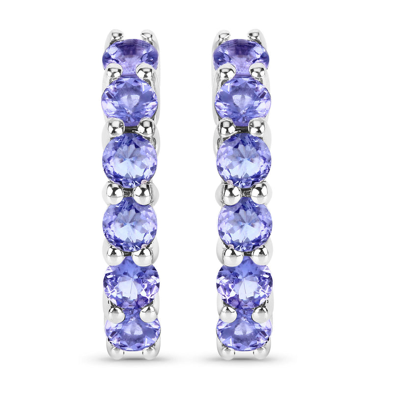 1.20 Carat Genuine Tanzanite .925 Sterling Silver Earrings