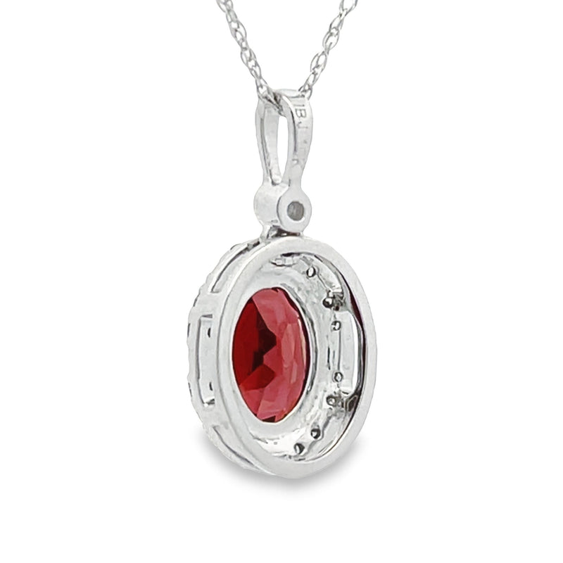 .12ct Garnet Diamond Fashion Pendants 10KT White Gold