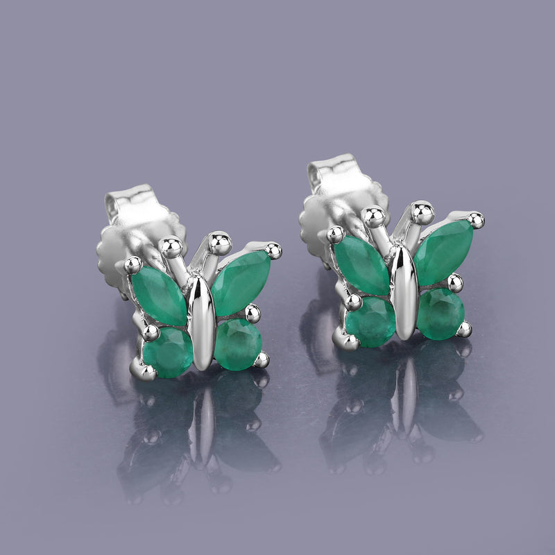 0.88 Carat Genuine Emerald .925 Sterling Silver Earrings