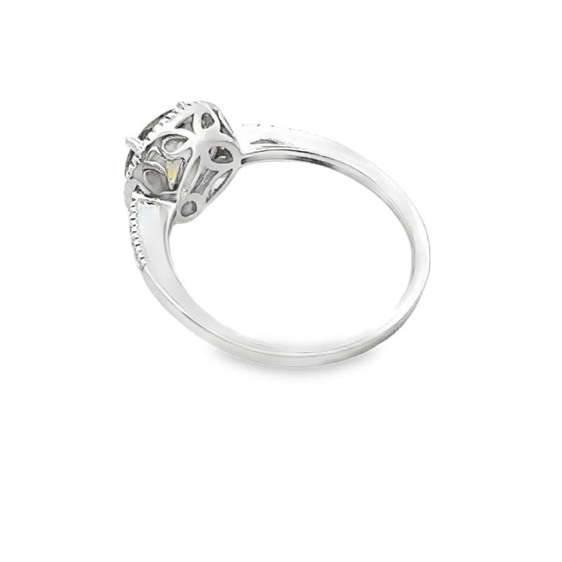 Genuine 1.33ct Peridot Diamond Ring 14KT White Gold