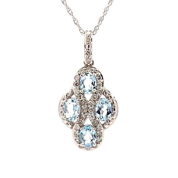 Aquamarine Diamond Fashion Pendants 10KT White Gold