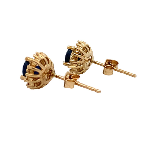 1.33ct Sapphire Diamond Earrings 14KT Yellow Gold