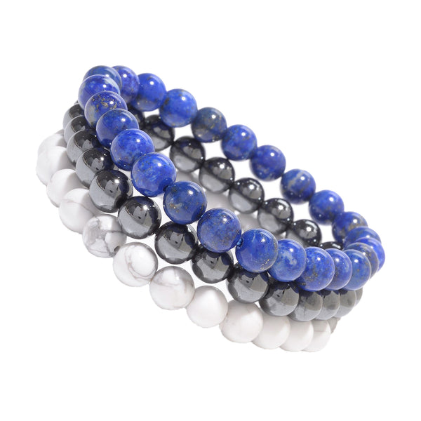 V3 Jewelry Lapis & Gemstone Stretch Bracelet - Set of Three