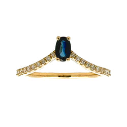 Natural .45ct Sapphire Diamond Ring 14KT Yellow Gold