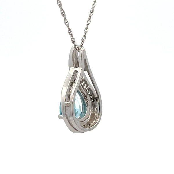 Blue Topaz Diamond Fashion Pendants 14KT White Gold