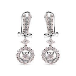 14K White Gold 1 7/8 Cttw Diamond Drop and Dangle Halo Earring with Omega Back (F-G Color, VS2-SI1)