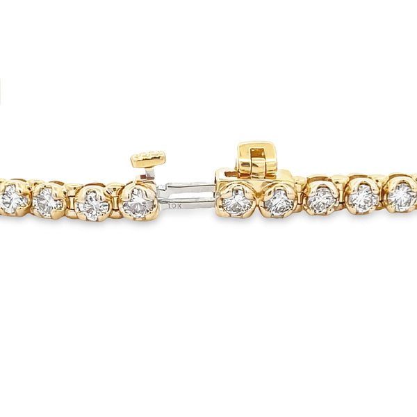 Natural 4.00ct Diamond Tennis Bracelet 10KT Yellow Gold