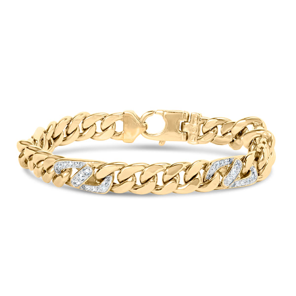 10K Yellow Gold 1.00 Cttw Diamond Miami Cuban Link Men's Bracelet (H-I Color, I1-I2 Clarity) - 8.5 Inches