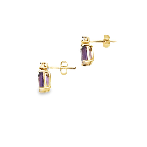 1.83ct Amethyst Diamond Earrings 10KT Yellow Gold