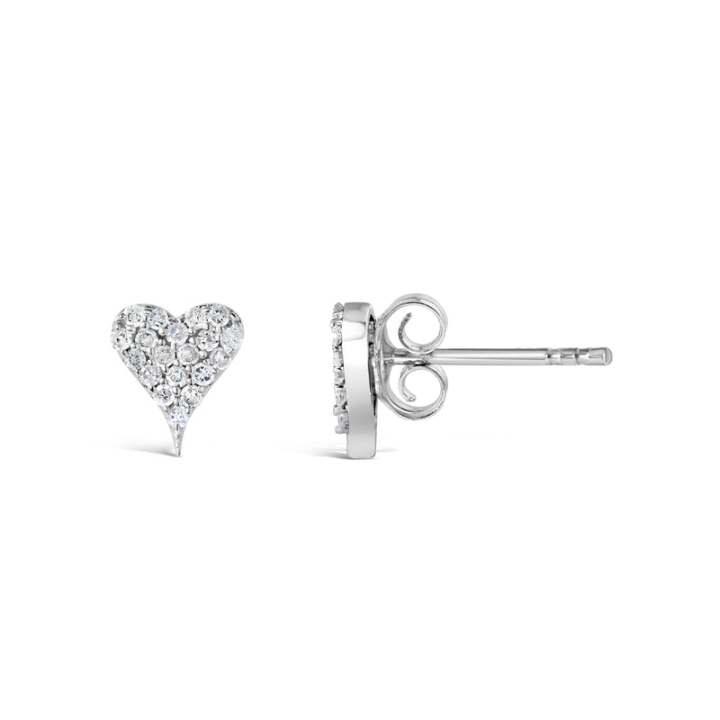 925 Sterling Silver 1/10 Cttw Diamond Heart Shaped Stud Earrings (I-J Color, I3 Clarity)