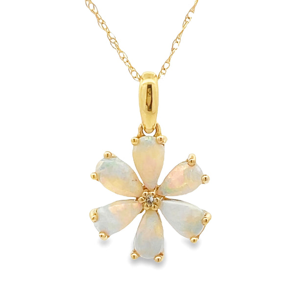 .01ct Opal Diamond Fashion Pendants 14KT Yellow Gold