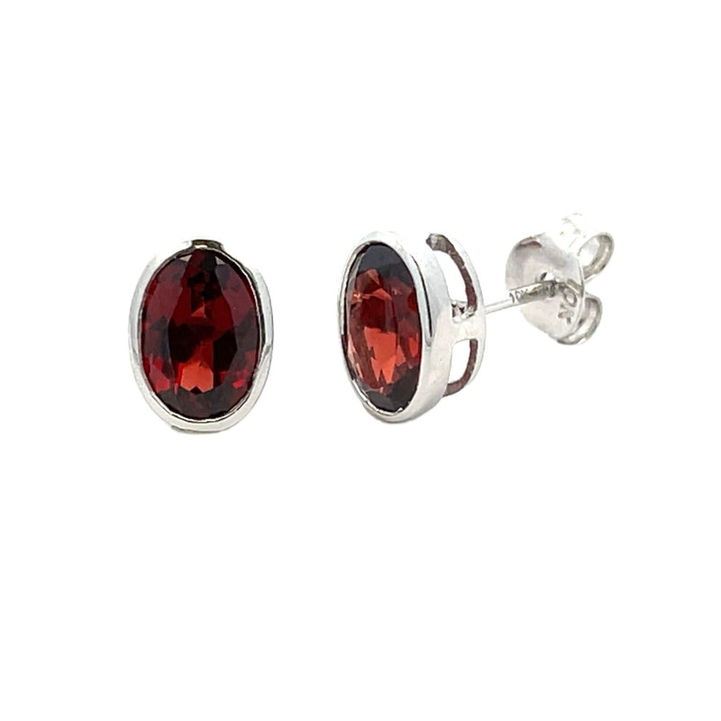 Natural 1.80ct Garnet Stud Earrings 10KT White Gold