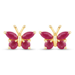 0.63 Carat Genuine Ruby .925 Sterling Silver Earrings