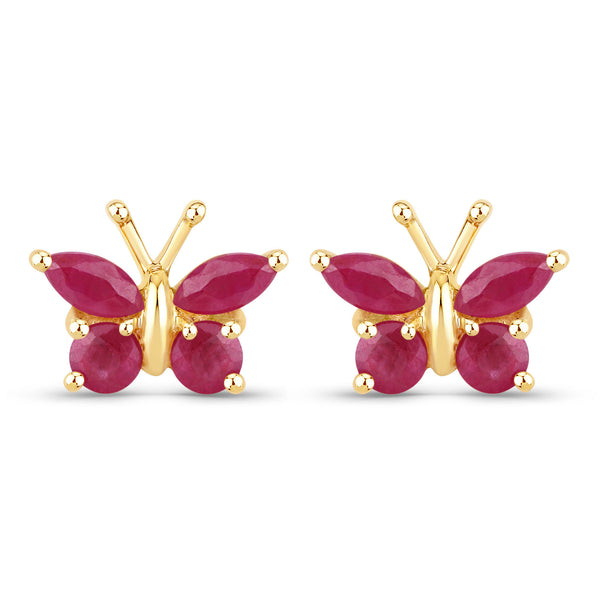 0.63 Carat Genuine Ruby .925 Sterling Silver Earrings