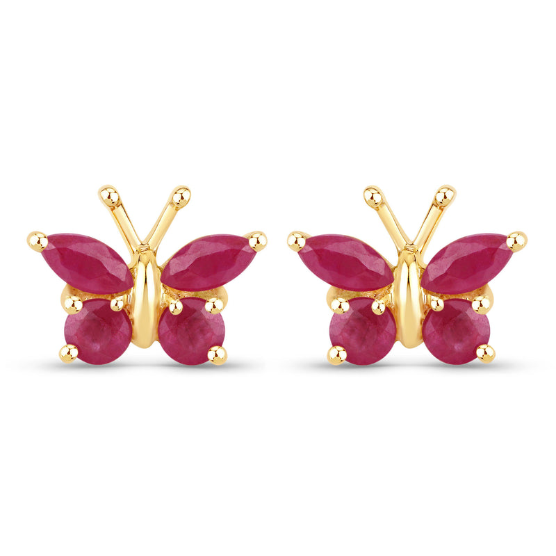 0.63 Carat Genuine Ruby .925 Sterling Silver Earrings