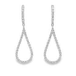 Genuine 1.01ct Diamond Dangle Earrings 14KT White Gold