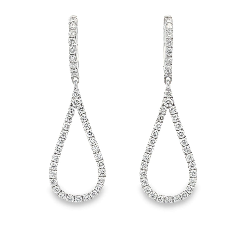 Genuine 1.01ct Diamond Dangle Earrings 14KT White Gold