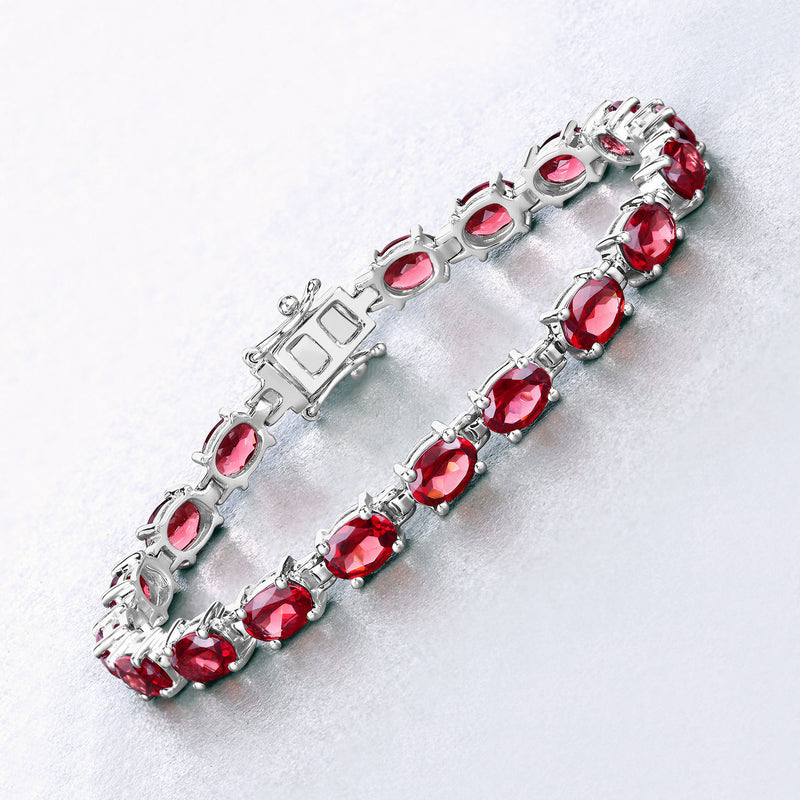 15.30 Carat Genuine Garnet .925 Sterling Silver Bracelet