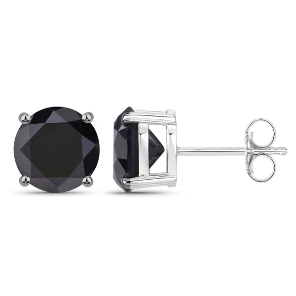 5.41 Carat Genuine Black Diamond 14K White Gold Earrings