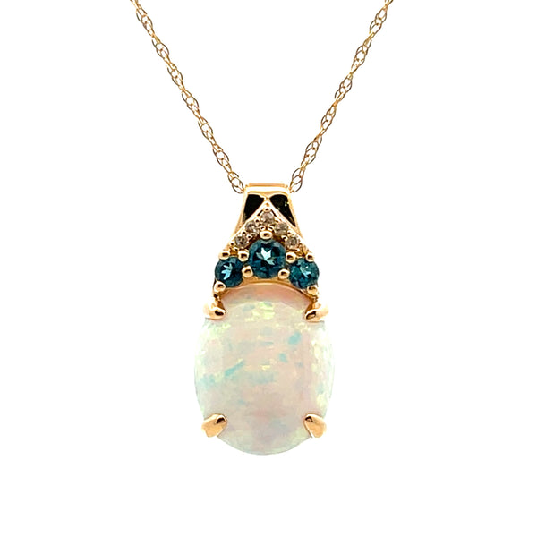 .10ct Created Opal Fashion Pendants 14KT Yellow Gold