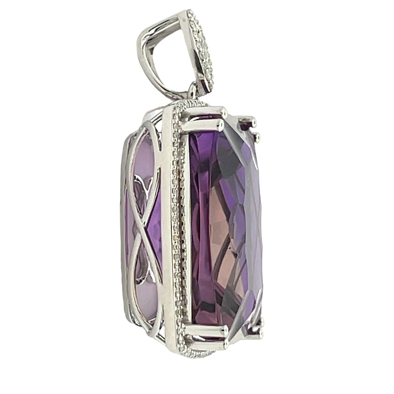 Amethyst Diamond Fashion Pendants 14KT White Gold