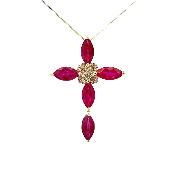 2.15ct Ruby Diamond Fashion Pendants 14KT Yellow Gold