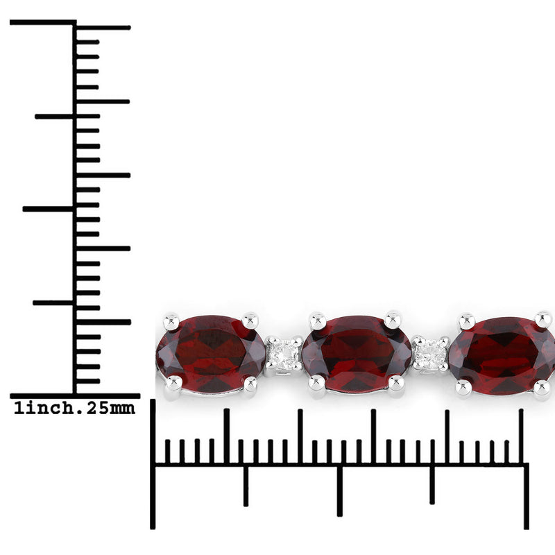 11.53 Carat Genuine Garnet and White Topaz .925 Sterling Silver Bracelet