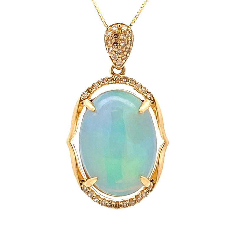 3.56ct Opal Diamond Fashion Pendants 14KT Yellow Gold